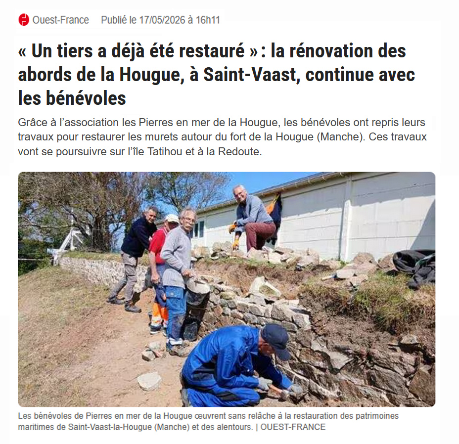 article Ouest France sur bénévoles LPMH à la Hougue